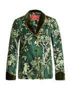 F.r.s - For Restless Sleepers Persefone Velvet-trimmed Silk-twill Pyjama Shirt