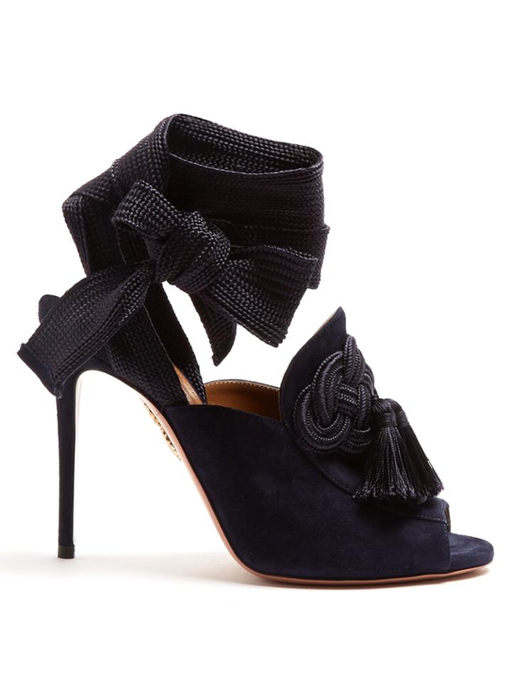 Aquazzura Legend Tassel Suede Sandals