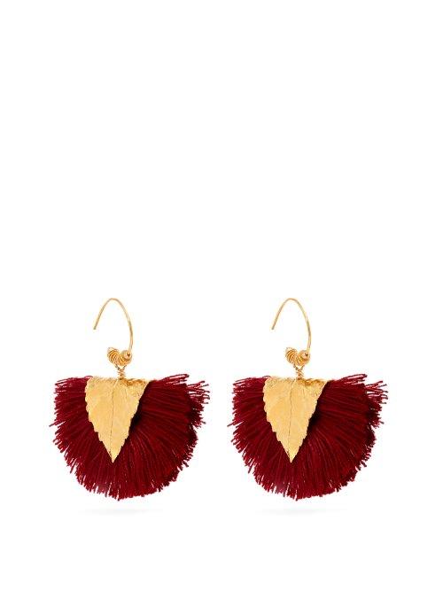 Matchesfashion.com Elise Tsikis - Agia Tassel Embellished Earrings - Womens - Burgundy