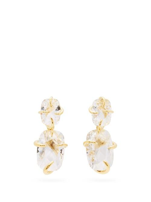 Matchesfashion.com Ryan Storer - Crystal & 14kt Gold-plated Claw Drop Earrings - Womens - Crystal