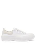 Alexander Mcqueen - Deck Canvas And Suede Trainers - Womens - White