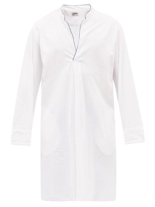 P. Le Moult - Open-neck Cotton-piqu Pyjama Top - Mens - White