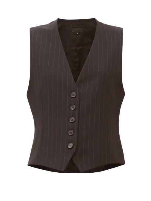 Matchesfashion.com Nili Lotan - Angelina Pinstripe Waistcoat - Womens - Black White