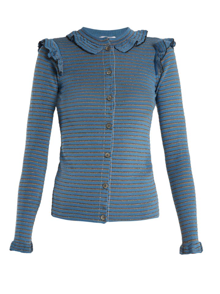 Sonia Rykiel Striped Ribbed Cotton-blend Cardigan