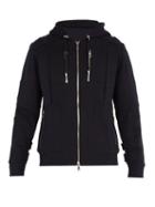 Matchesfashion.com Balmain - Panelled Cotton Jersey Hooded Sweatshirt - Mens - Navy