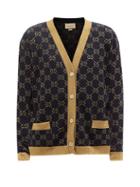 Gucci - Gg Jacquard-knit Cotton-blend Cardigan - Womens - Navy