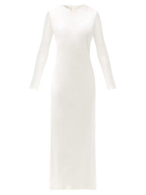 Matchesfashion.com La Collection - Jacqueline Long-sleeved Silk-satin Dress - Womens - Ivory
