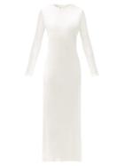 Matchesfashion.com La Collection - Jacqueline Long-sleeved Silk-satin Dress - Womens - Ivory