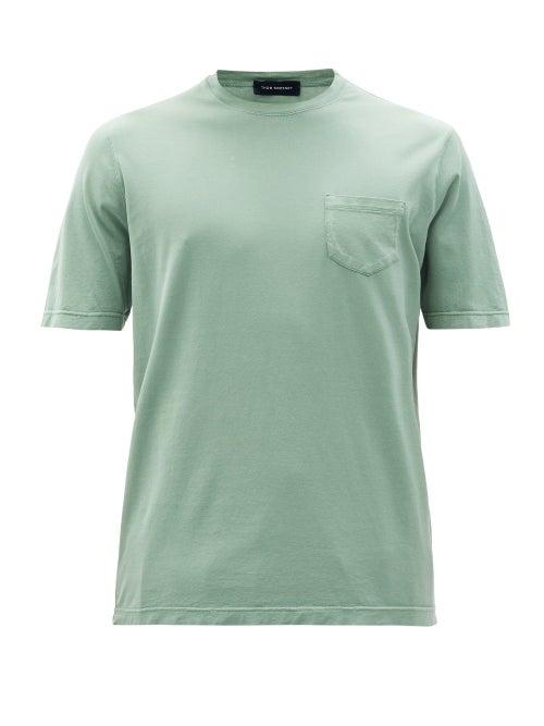 Matchesfashion.com Thom Sweeney - Patch-pocket Cotton-jersey T-shirt - Mens - Light Green