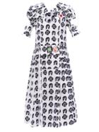 Chopova Lowena - Bail Cutout Printed Cotton Dress - Womens - White Multi