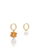 Matchesfashion.com Timeless Pearly - Mismatched Crystal & Pearl Hoop Earrings - Womens - Crystal