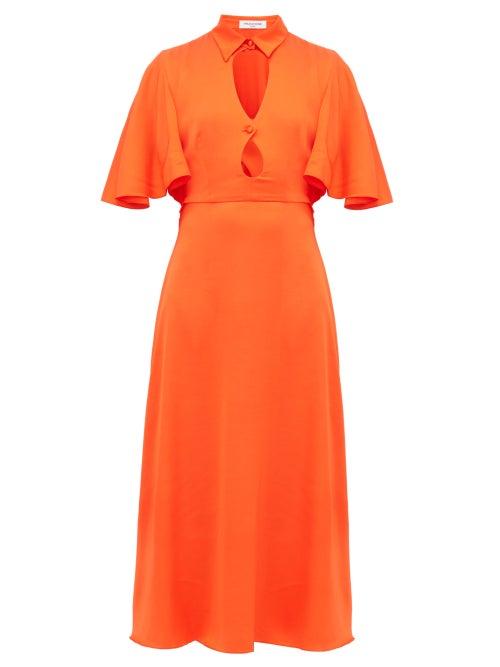 Matchesfashion.com Franoise - Cut Out Cape Back Satin Dress - Womens - Orange