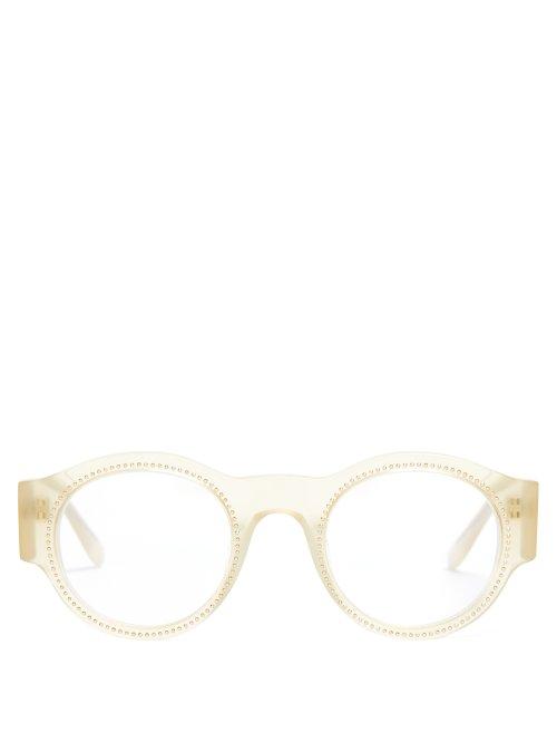Matchesfashion.com Marni - Crystal Embellished Round Glasses - Womens - Ivory