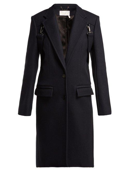 Matchesfashion.com Chlo - Martingale Trim Wool Blend Coat - Womens - Navy