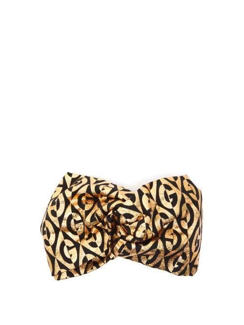 Matchesfashion.com Gucci - Metallic Logo Print Turban Headband - Womens - Multi