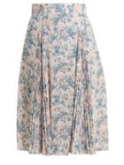Matchesfashion.com Prada - Sable Floral Print Crepe Skirt - Womens - Blue Print