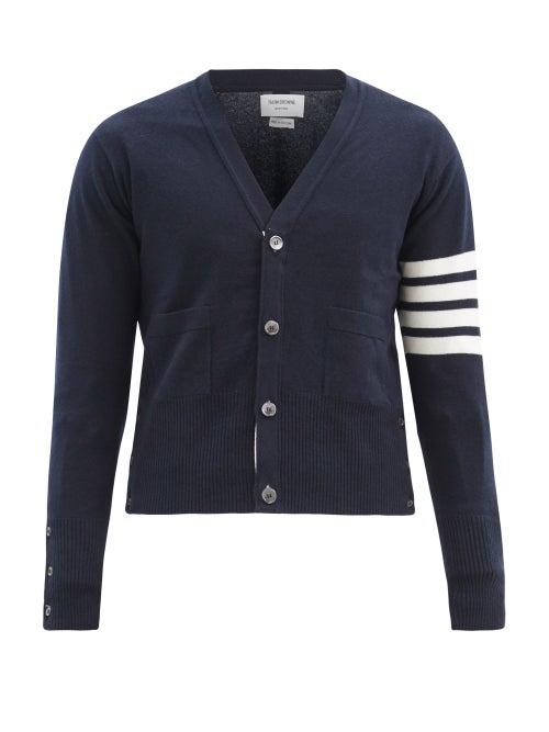 Matchesfashion.com Thom Browne - Four-bar Intarsia-stripe Cashmere Cardigan - Mens - Navy