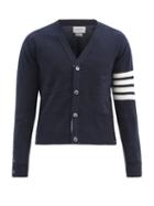 Matchesfashion.com Thom Browne - Four-bar Intarsia-stripe Cashmere Cardigan - Mens - Navy