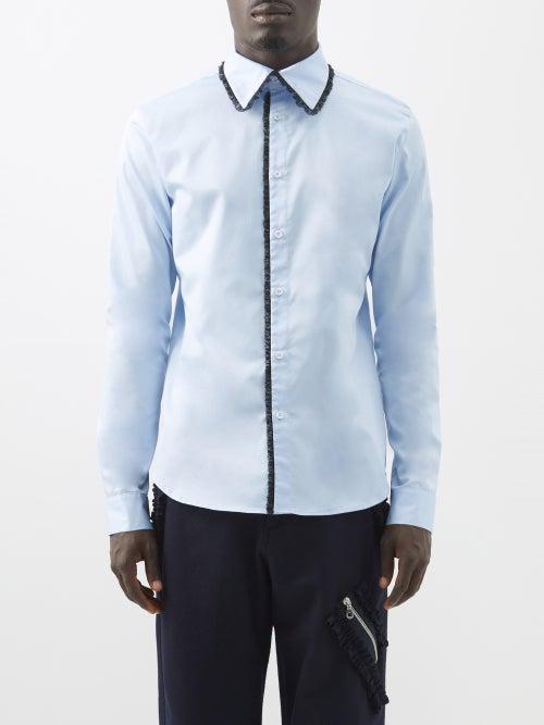 Molly Goddard - Emil Lace-trim Cotton-poplin Shirt - Mens - Light Blue
