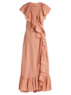 Matchesfashion.com Loup Charmant - Callela Ruffled Cotton Wrap Dress - Womens - Pink