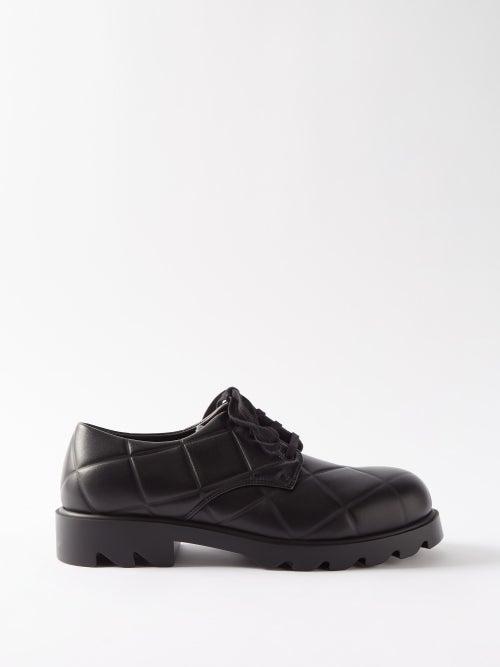 Bottega Veneta - Strut Grid Quilted-leather Derby Shoes - Mens - Black