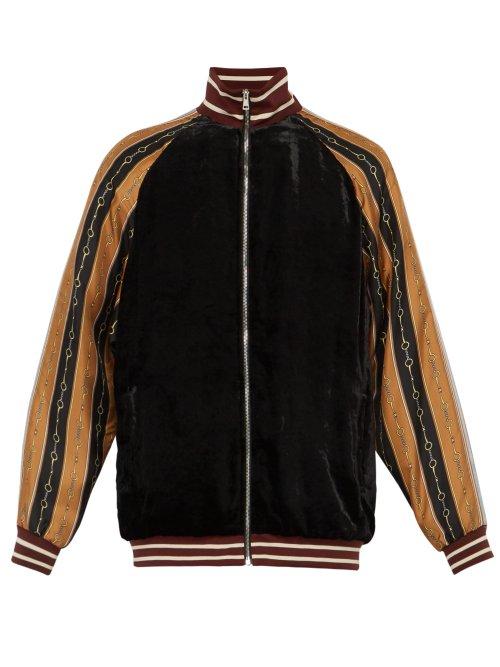 Matchesfashion.com Gucci - Contrast Sleeve Velvet Bomber Jacket - Mens - Black Multi