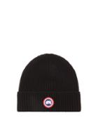 Canada Goose - Patch-logo Rib-knit Merino Wool Beanie Hat - Mens - Black