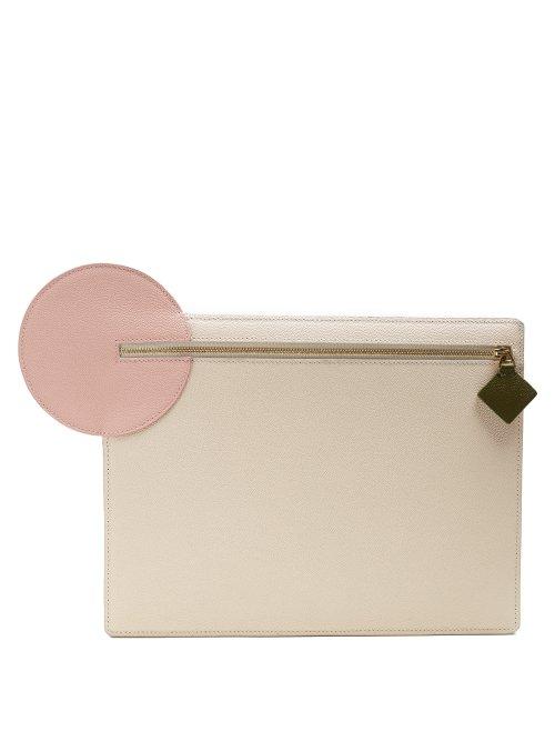 Matchesfashion.com Roksanda - Aplin Pebbled Leather Pouch - Womens - White Multi