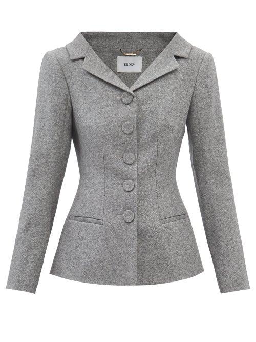 Erdem - Joy Darted Wool-blend Jacket - Womens - Grey