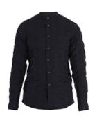 Giorgio Armani Grandad-collar Cotton-seersucker Shirt