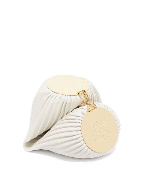 Loewe - Pleated Leather Shoulder Bag - Womens - White