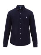 Matchesfashion.com Polo Ralph Lauren - Logo Embroidered Cotton Piqu Button Down Shirt - Mens - Navy