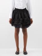 Simone Rocha - Ruched Taffeta And Tulle Mini Skirt - Womens - Black