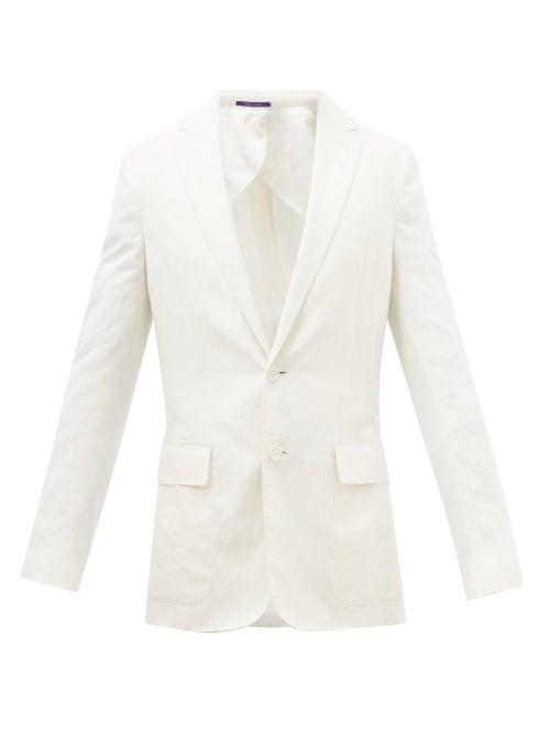 Ralph Lauren Purple Label - Single-breasted Silk-blend Suit Jacket - Mens - White