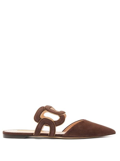 Matchesfashion.com Rupert Sanderson - Mannequin Chain Embellished Suede Mules - Womens - Dark Brown