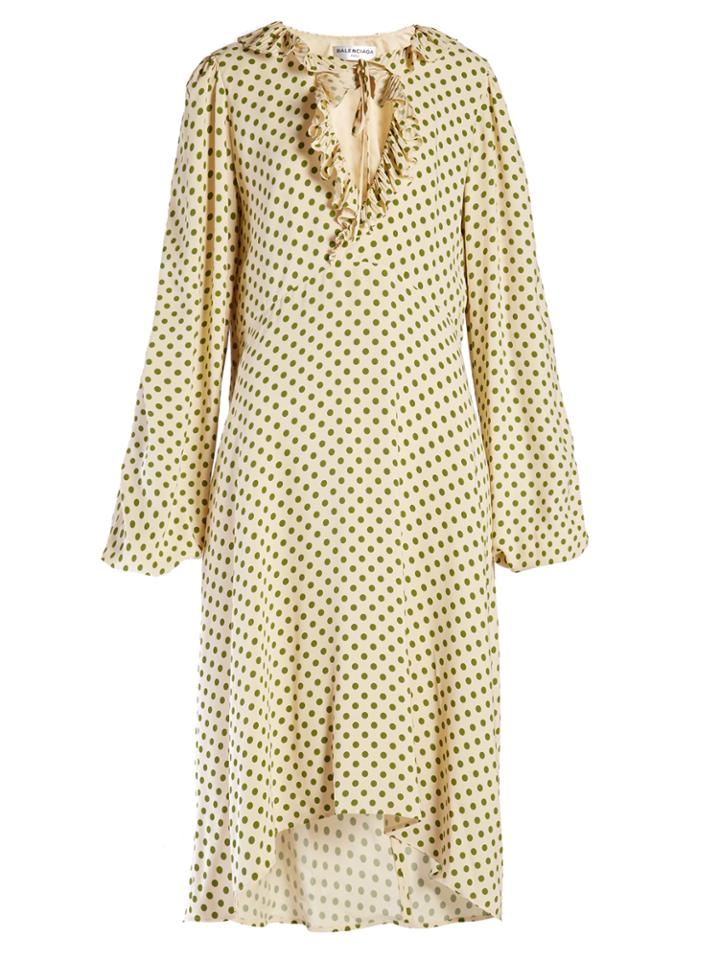 Balenciaga Ruffled Polka-dot Print Georgette Dress