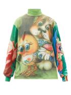 Chopova Lowena - Doggy & Chick Oversized Stretch-jersey Top - Womens - Green Multi