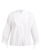 Matchesfashion.com Queene And Belle - Moon Pleat Front Cotton Voile Shirt - Womens - White