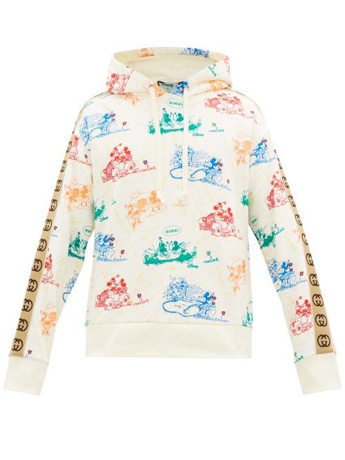 Matchesfashion.com Gucci - Mickey Mouse-print Cotton-jersey Hooded Sweatshirt - Mens - White Multi