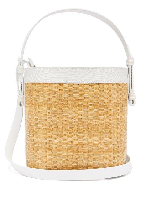 Matchesfashion.com Nico Giani - Adenia Large Straw And Leather Bucket Bag - Womens - White Multi