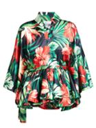 Matchesfashion.com Richard Quinn - Palm Print Silk Satin Kimono Top - Womens - Green Multi