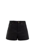 Matchesfashion.com Saint Laurent - Metallic Wool Blend Tweed Lam Shorts - Womens - Black