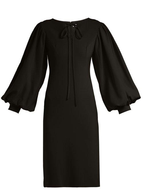 Matchesfashion.com Osman - Puff Sleeve Crepe Dress - Womens - Black