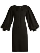 Matchesfashion.com Osman - Puff Sleeve Crepe Dress - Womens - Black