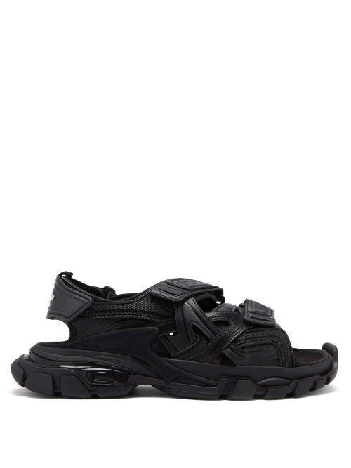 Matchesfashion.com Balenciaga - Track Velcro-strap Faux-leather And Rubber Sandals - Mens - Black