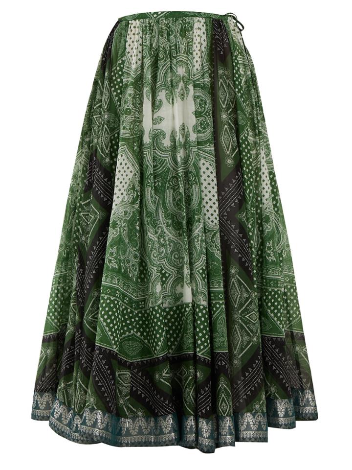 Etro Paisley-print Cotton-blend Full Skirt