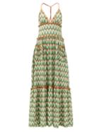 Matchesfashion.com Missoni - Chevron-stripe Lace-knitted Maxi Dress - Womens - Dark Green