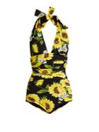 Dolce & Gabbana Sunflower-print Halterneck Swimsuit