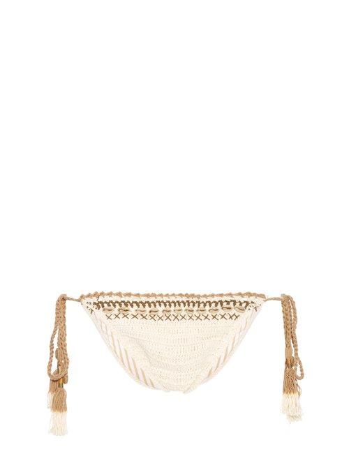 Matchesfashion.com She Made Me - Mihira Embellished Tie Side Crochet Bikini Briefs - Womens - Cream Multi