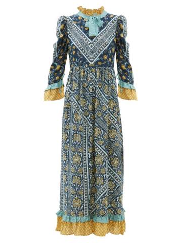 Matchesfashion.com D'ascoli - Coromandel Printed Silk Dress - Womens - Navy Multi